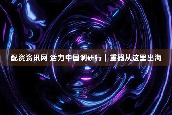 配资资讯网 活力中国调研行｜重器从这里出海
